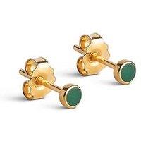 Enamel Copenhagen Enamel Petrol Green Dot Gold Plated Sterling Silver Studs