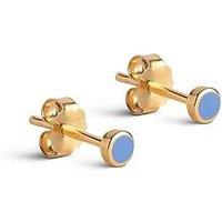 Enamel Copenhagen Enamel Cornflower Dot Gold Plated Sterling Silver Studs
