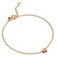 Enamel Copenhagen Red Cherry Gold Plated Sterling Silver Bracelet