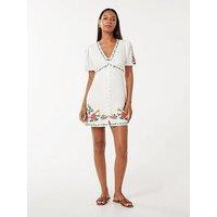 Forever New Veanne Embroidered Tea Mini - White