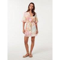 Forever New Franny Mini Shirt Italian Print Dress - Pink