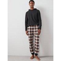 The Very Collection Hooded Brushed Check Lounge Set - Brown Check/Grey