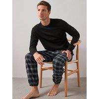 The Very Collection Soft Touch Check Crew Lounge Set - Black