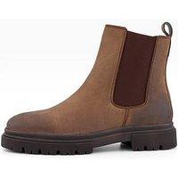 The Very Collection Nobuck Leather Cleated Chelsea Boot - Brown
