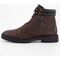The Very Collection Leather Lace Up Boots - Brown