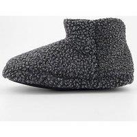The Very Collection Borg Slipper Boot - Charcoal
