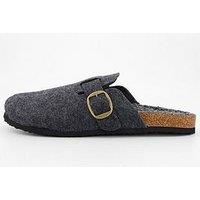 The Very Collection Buckle Mule Slippers - Charcoal