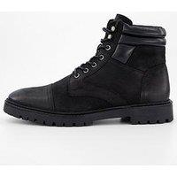 The Very Collection Leather Lace Up Boots - Black