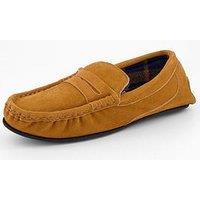The Very Collection Suede Moccasin Slipper - Tan