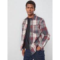The Very Collection Cotton Twill Overshirt - Navy/Red