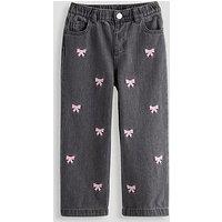 The Very Collection Girls Bow Embroidered Denim Jeans - Grey