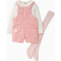 Mini V By Very Girls Cord Dungaree Playsuit With Long Sleeve Top And Tights - Pink