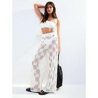 New Look Crochet Wide Leg Beach Trousers - White