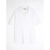 River Island Short Sleeve Open Collar Knitted Polo Top - White
