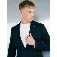River Island Slim Fit Pinstripe Suit Jacket - Navy