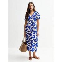 New Look Black Swirl Print Midi Shirt Dress