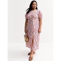 New Look Curves Floral Print Midi Dress - Cream