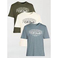 Jack & Jones Makoto 3 Pack Short Sleeve Crew Neck T-Shirts - Multi