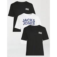 Jack & Jones 3 Pack Corporate Logo Short Sleeve Crew Neck T-Shirts - Black