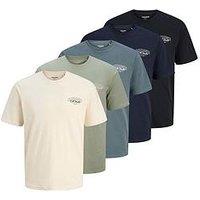 Jack & Jones Plus Makoto 5 Pack Short Sleeve Crew Neck T-Shirts - Multi