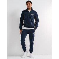 Jack & Jones Makoto Quarter Zip Logo Tracksuit - Navy