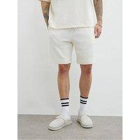 River Island Regular Fit Textured Crinkle Shorts - Cream