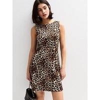 New Look Brown Leopard Print Micro Mini Shift Dress
