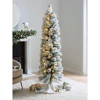 Very Home 6Ft Prelit Flocked Pencil Tree With Dual Colour Multifunction Twinkling Lights