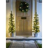 Very Home Set Of 2 Pre Lit Porch Christmas Trees - 4Ft
