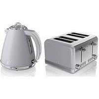 Swan Eejb184 Retro Style 4 Slice Toaster And Jug Kettle Set - Grey