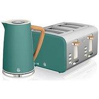 Swan Eejb151 Nordic 4 Slice Toaster And Kettle Set - Green