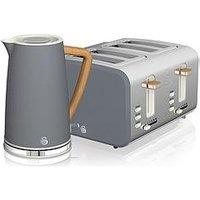 Swan Eejb152 Nordic 4 Slice Toaster And Kettle Set - Grey