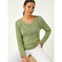 Roman Scallop Detail Knit Jumper - Green