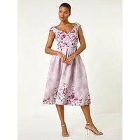 Roman Sweetheart Floral Midi Dress - Pink