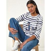 Roman Anchor Striped Hotfix Top - Blue