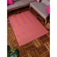 Furn Deck Orange/Pink Stripe Outdoor Rug 120X170