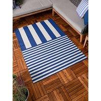 Furn Deck Stripe White/Blue Outdoor Rug120X170
