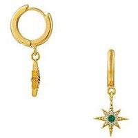 Orelia Emerald Pave Starburst Huggie