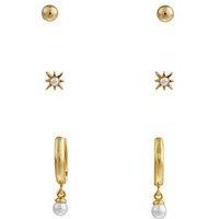 Orelia Pearl Drop Hoop & Starburst Stud Pack