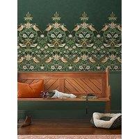 William Morris At Home William Morris Strawberry Thief Green Fixed Size Mural Wallpaper