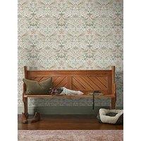 William Morris At Home Strawberry Thief Wallpaper In Sage And Pink