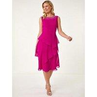 Roman Petite Overlay Midi Dress - Pink