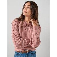 The Very Collection Crew Neck Open Stitch Long Sleeve Jumper - Pink