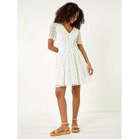 Roman Dusk Broderie Anglaise Tiered Dress - White