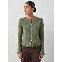 The Very Collection Crew Neck Ruffle Hem Cardigan - Green
