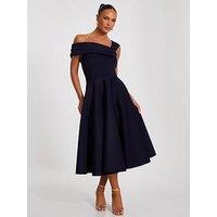 Quiz Navy Asymmetric Skater Dress