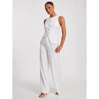 Quiz Cream Wide Leg Trousers