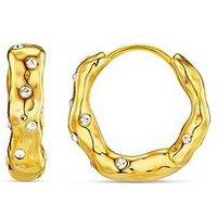 Orelia Molten & Swarovski Crystal Stone Mid Size Hoops