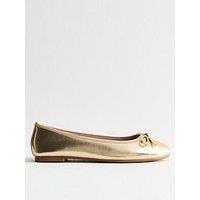 New Look Metallic Faux Leather Ballet Pumps - Gold