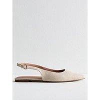 New Look Cream Linen Slingback Flats - Cream